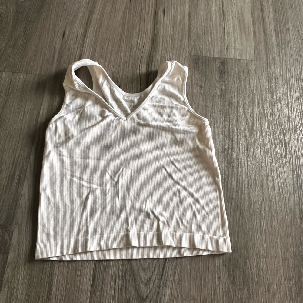 White Ribbed Women's Tank Top
